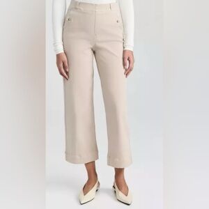 Spanx Twill Wide Leg Cropped Pants Womens XS Light Pink High Rise Shaping